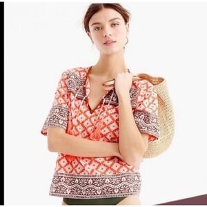 SZ Blockprints Leyla Top Blouse Small Cotton‎ Boho Resortwear Coastal Casual